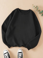 Solid Pullover Sweatshirt Long Sleeve Crew Neck Casual Tops