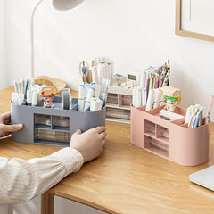 Transparent Desktop Pen Holder with Drawer