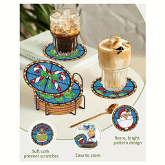 8pcs 5D Christmas Diamond Art Coaster Set for Family Decoration