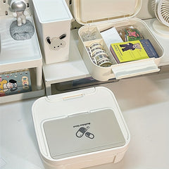 Covered Desk Storage Box Memo Stationery Holder