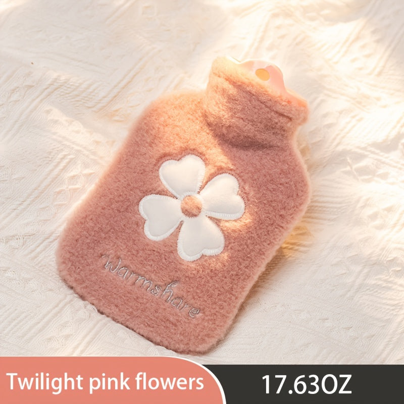 1pc Hot Water Bag Soft Cover Hand Warmer 17.63oz Winter Camping Travel Gift