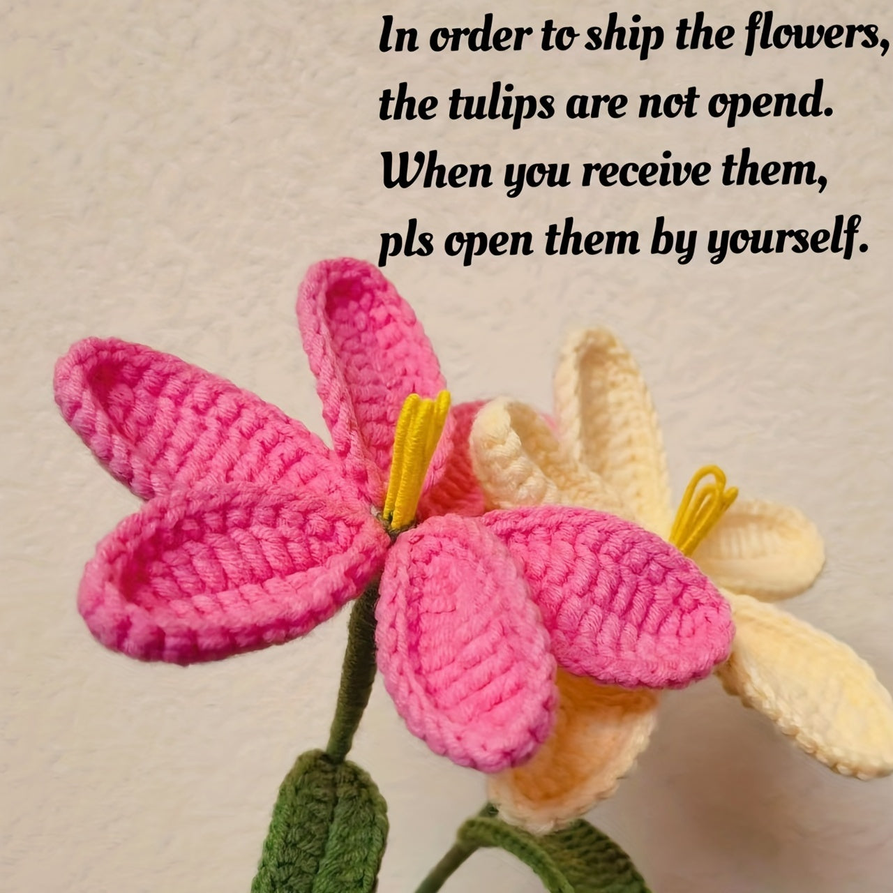 Crochet Blooming Tulip by Milk Cotton Yarn Forever Flower for Mother's Gift