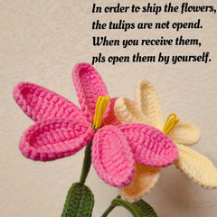 Crochet Blooming Tulip by Milk Cotton Yarn Forever Flower for Mother's Gift