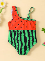 Girls Watermelon Ruffle Trim 1 piece Swimwear Beachwear
