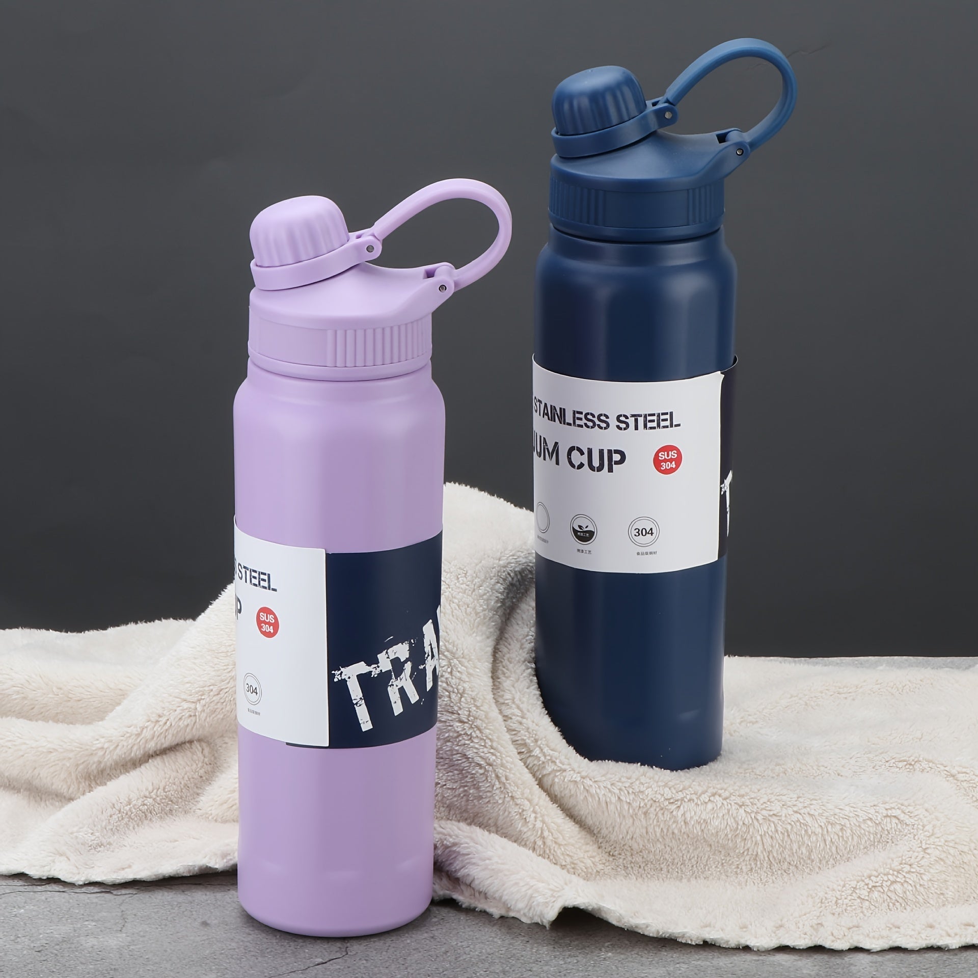 840ML Water Bottle With Straw Stainless Steel Insulation Cup