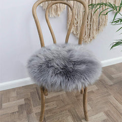 Grey Faux Fur Area Rug 12" Round Chair Pad Mat