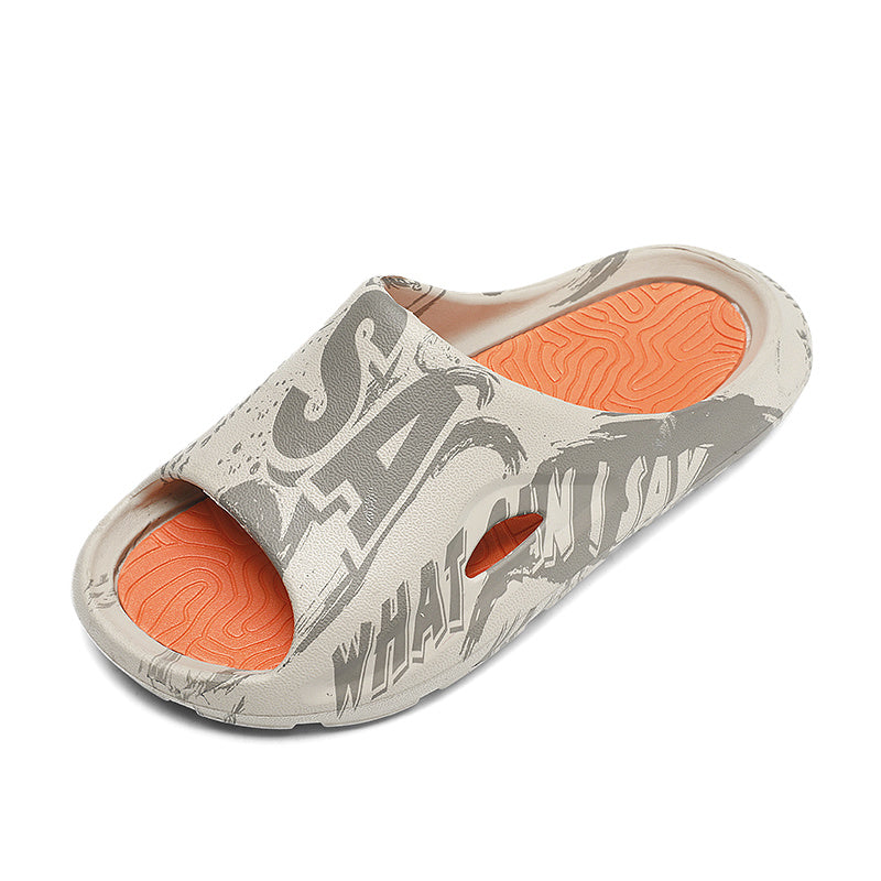 Men's Graffiti Print Pillow Slides Non Slip Slippers