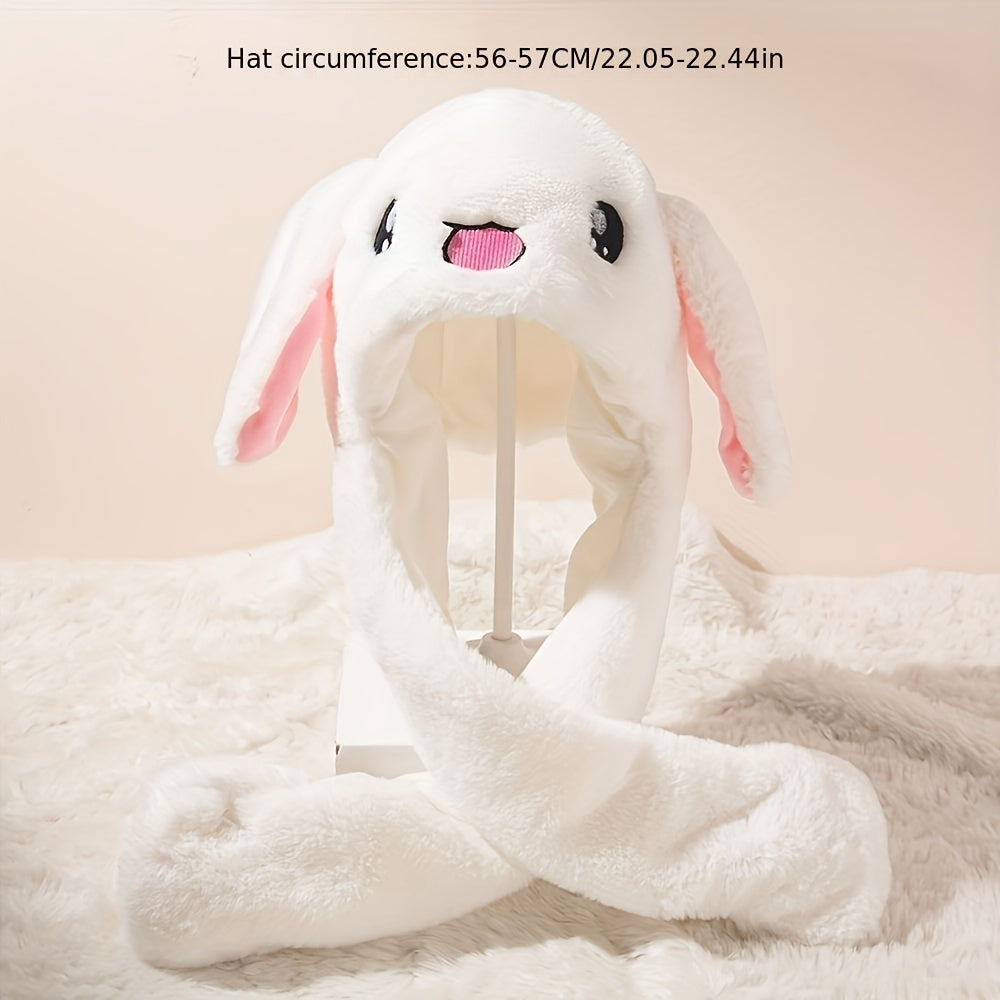 Rabbit Plush Hat Cartoon Ears Animal Hat Ear Warmer - Funny Rabbit Jumping