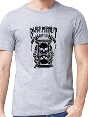 Men's Skull Hourglass Graphic T shirt Casual Stretch Tee