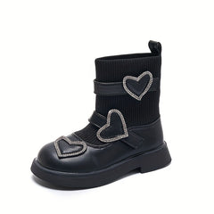 Girls Casual Heart Slip On Boots Non Slip Comfortable Indoor Outdoor Travel