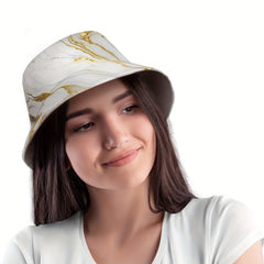 Marble Print Bucket Hat Summer Sun Cap Wide Brim Hat