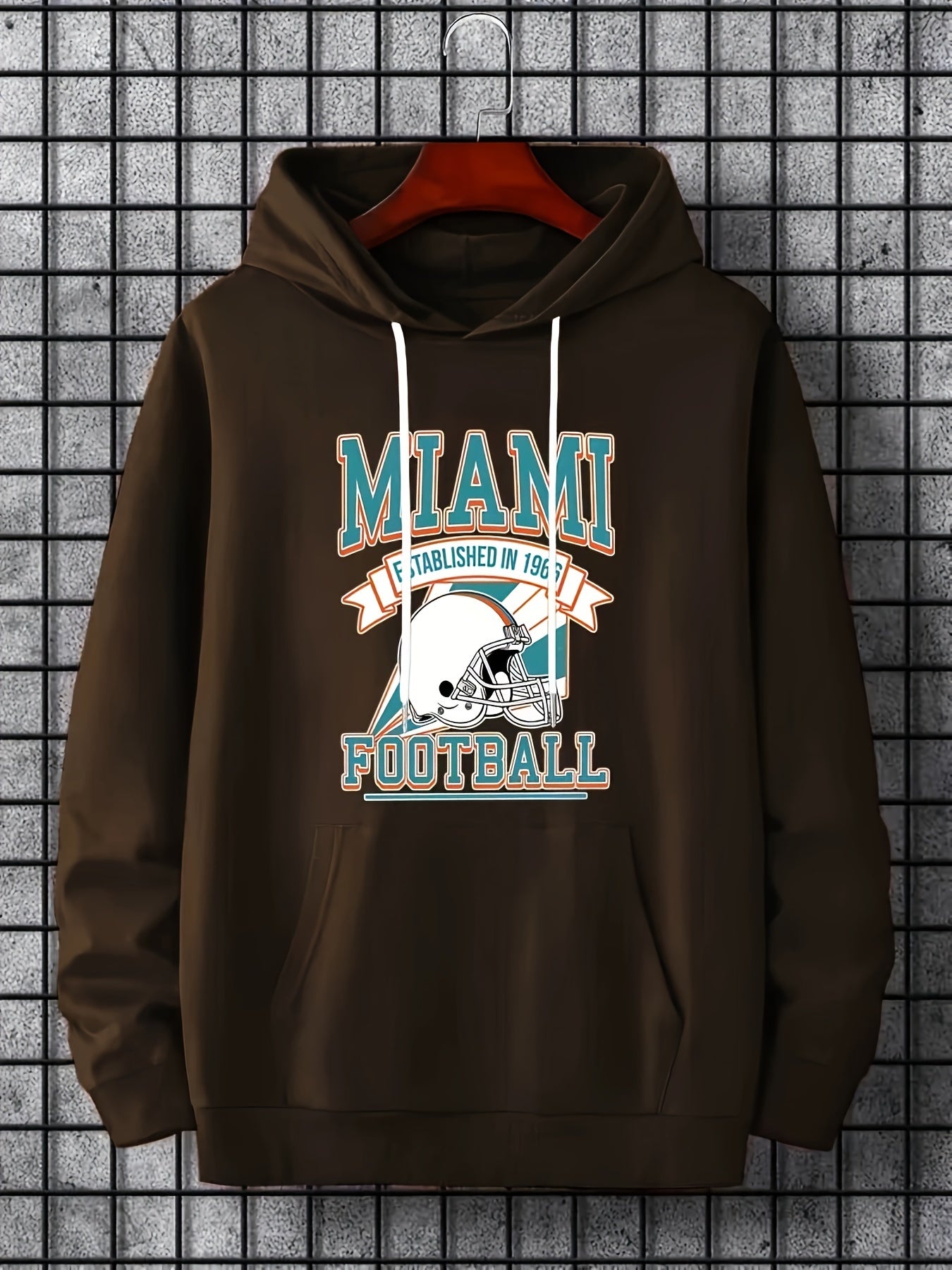 Miami Helmet Print Hoodies for Men Graphic Hoodie with Kangaroo Pocket