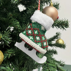 Mini Christmas Skates Pendant Knitted Plush Wool Skates