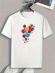 Colorful Balloon Print Men's Graphic T-shirt for Summer