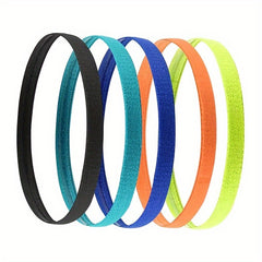 6 Pcs Thin Sports Headbands for Kids - Non Slip Elastic Headbands