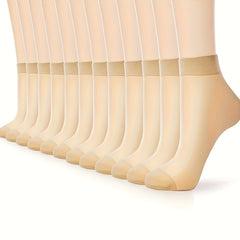 12 Pairs Sheer Mesh Crew Socks Women's Stockings