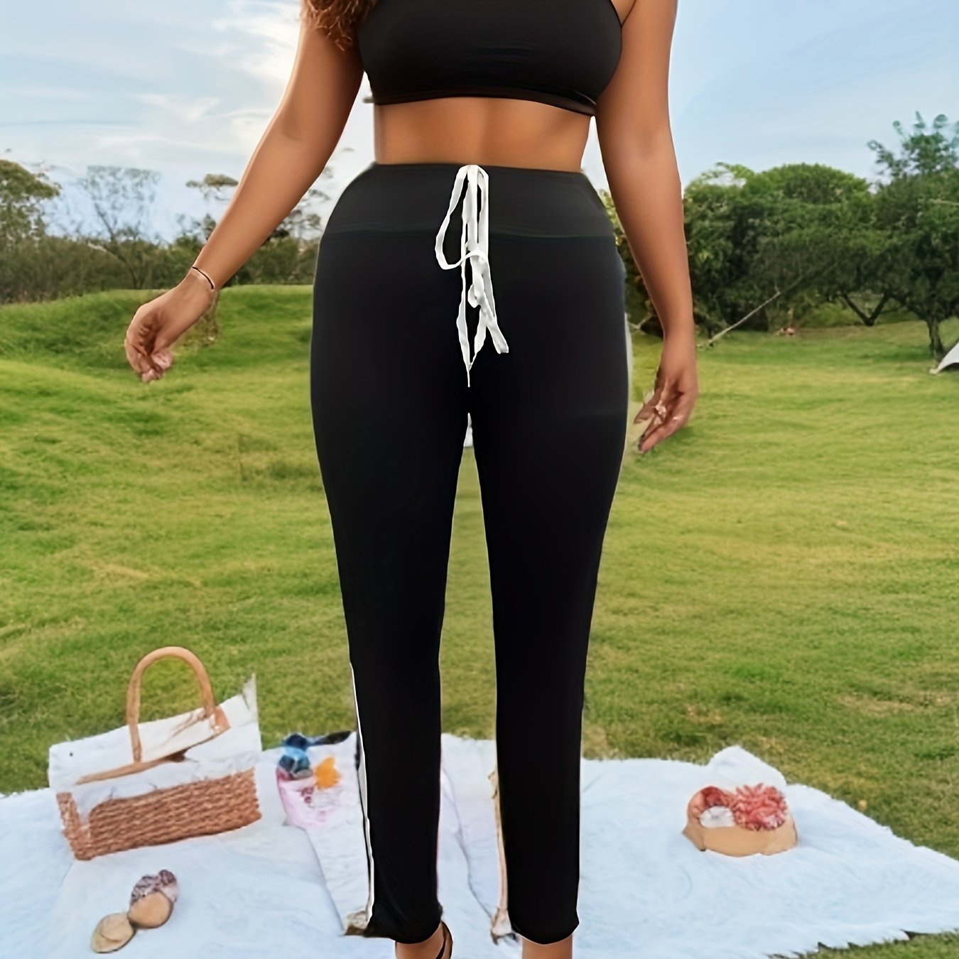 Striped Print Tummy Control High Rise Yoga Leggings