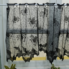 Lace Spider Cafe Curtain Halloween Tiers Short Curtain for Home Decor