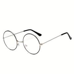 Classic Retro Round Glasses Frame Performance Props Flat Mirror Glasses