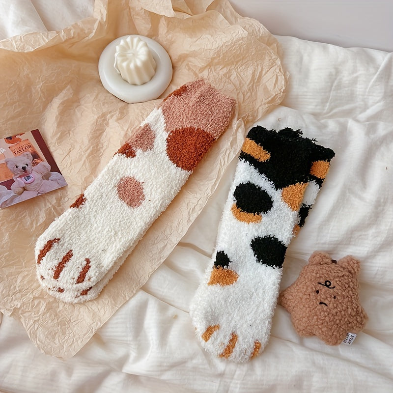 5 Pairs Cat Claw Socks Warm & Fuzzy Women's Stockings