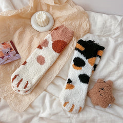 5 Pairs Cat Claw Socks Warm & Fuzzy Women's Stockings