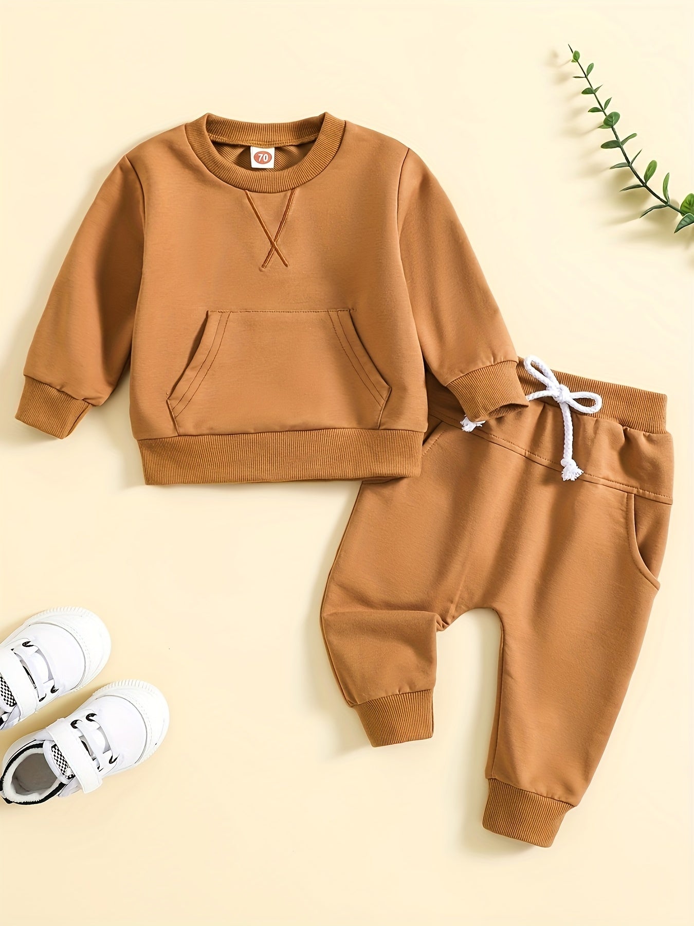 Toddler Boys Set Long Sleeve Pullover Top & Drawstring Pants 2pcs Outfit