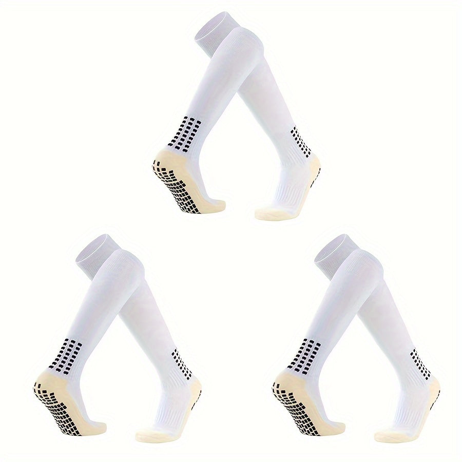 4 Pairs Non-slip Football Socks With Grip Pads Knee Soccer Socks
