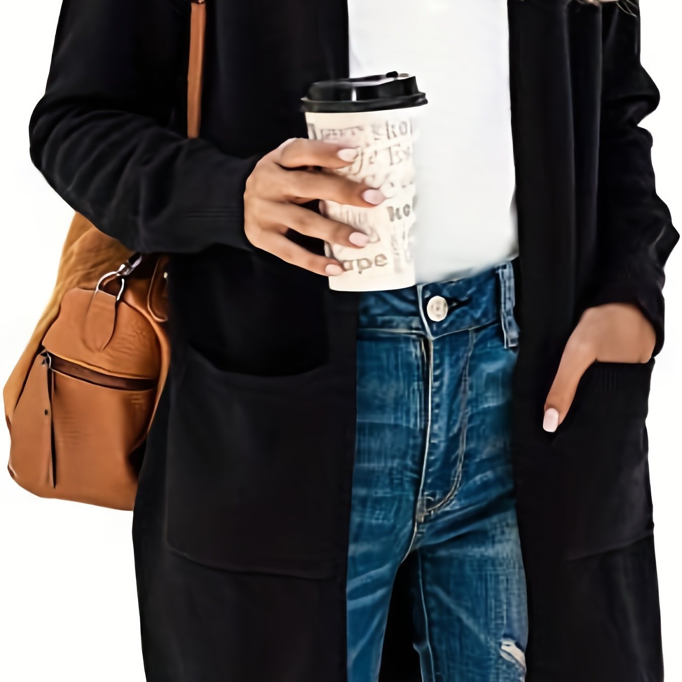 Casual Open Front Knit Cardigan with Pockets