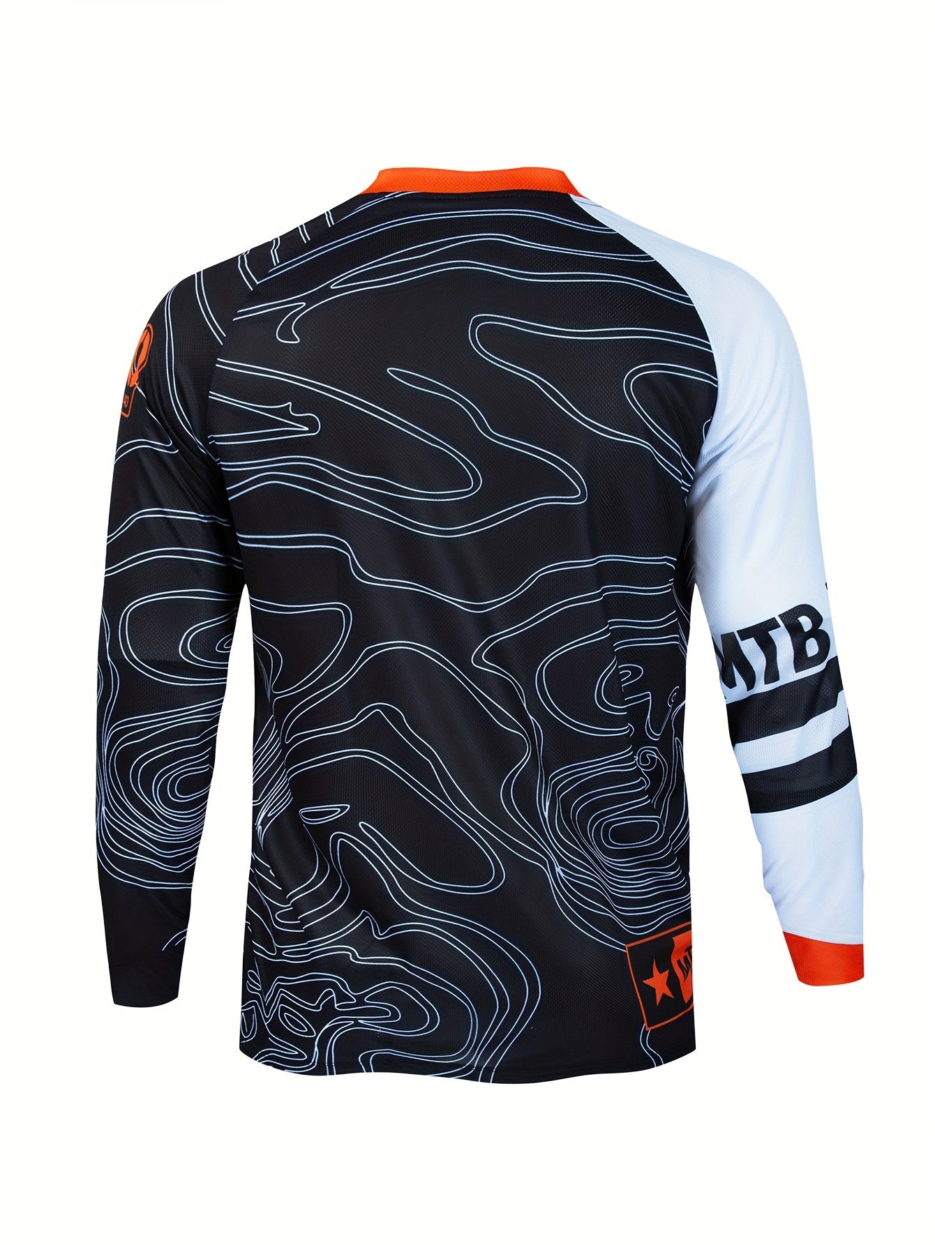 Men's Mountains Pattern Cycling Jersey Active Breathable Loose Long Sleeve Shirt