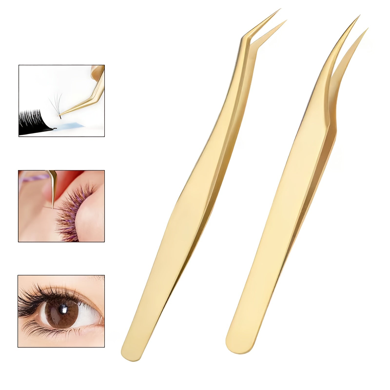2 Pcs Eyelash Tweezers Thin Extensions Remover Tools
