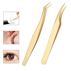 2 Pcs Eyelash Tweezers Thin Extensions Remover Tools