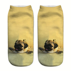 3D Dog Pattern Socks Low Cut Women's Stockings