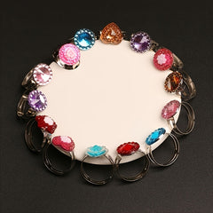 10pcs Kids Crystal Gem Cartoon Rhinestone Ring Set