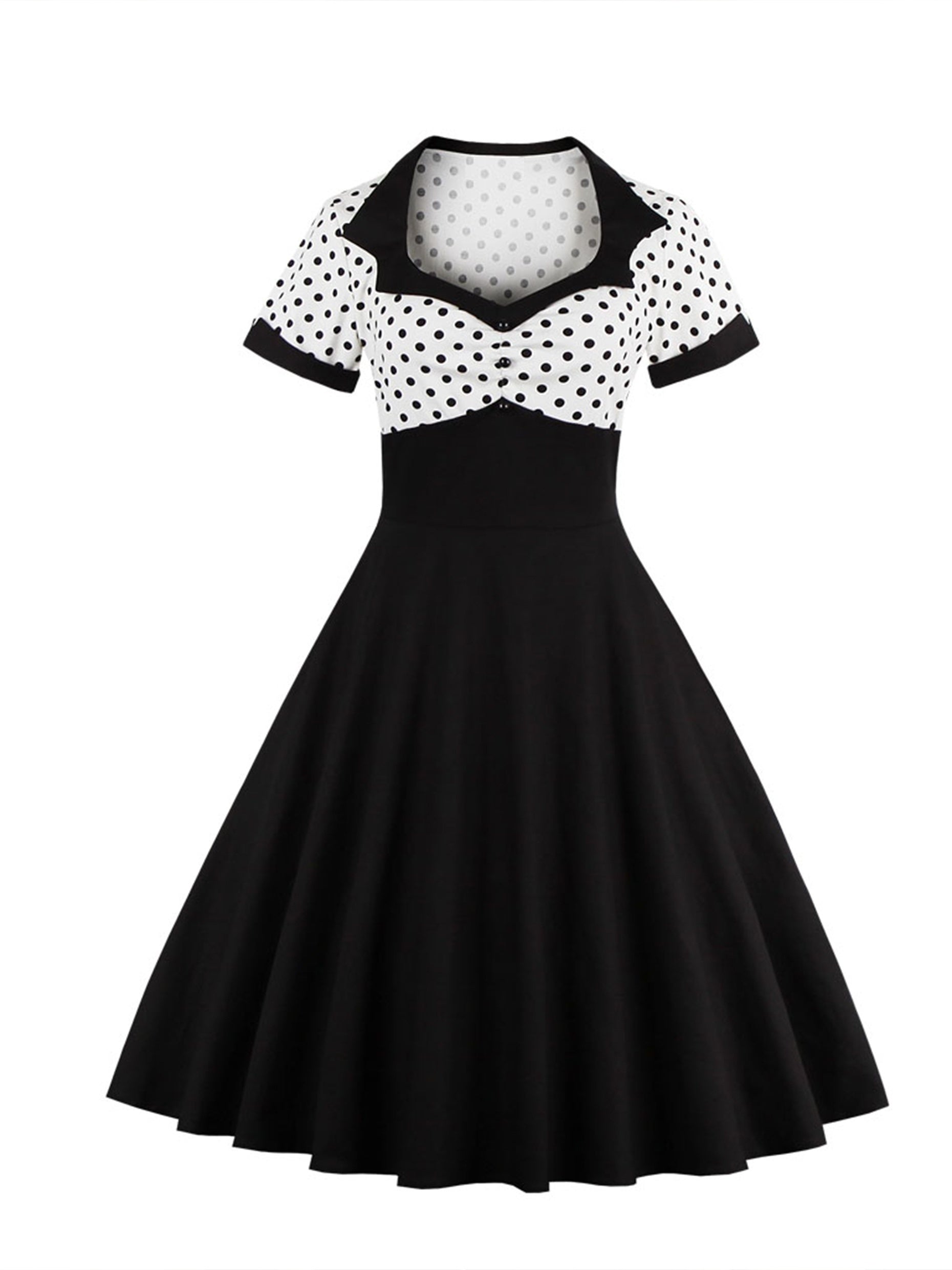 Women's Plus Colorblock Polka Dot Print Sweetheart Neck A line Occasion Dress