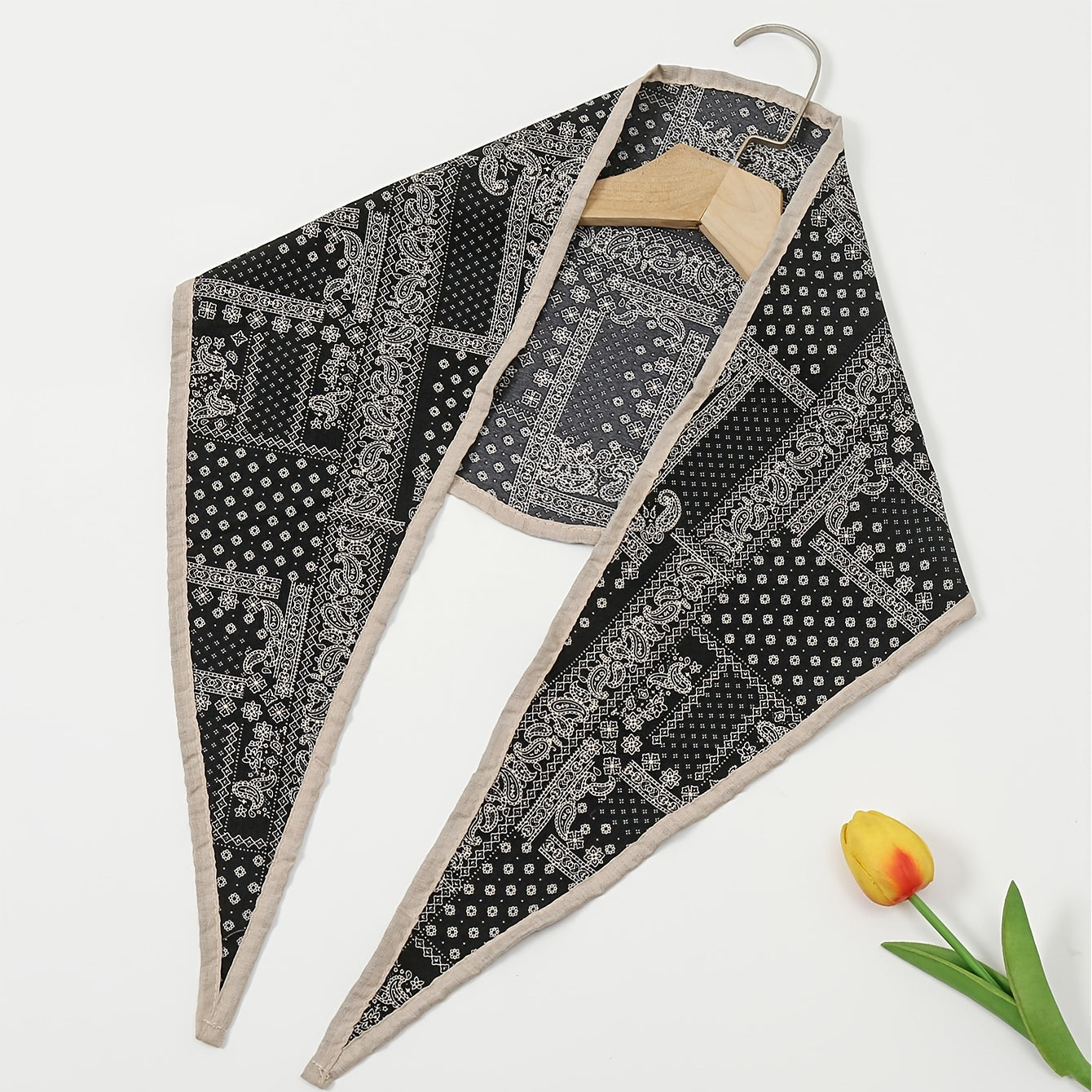 Vintage Plaid Print Triangle Scarf Women's Shawl Headwrap Neck Scarf