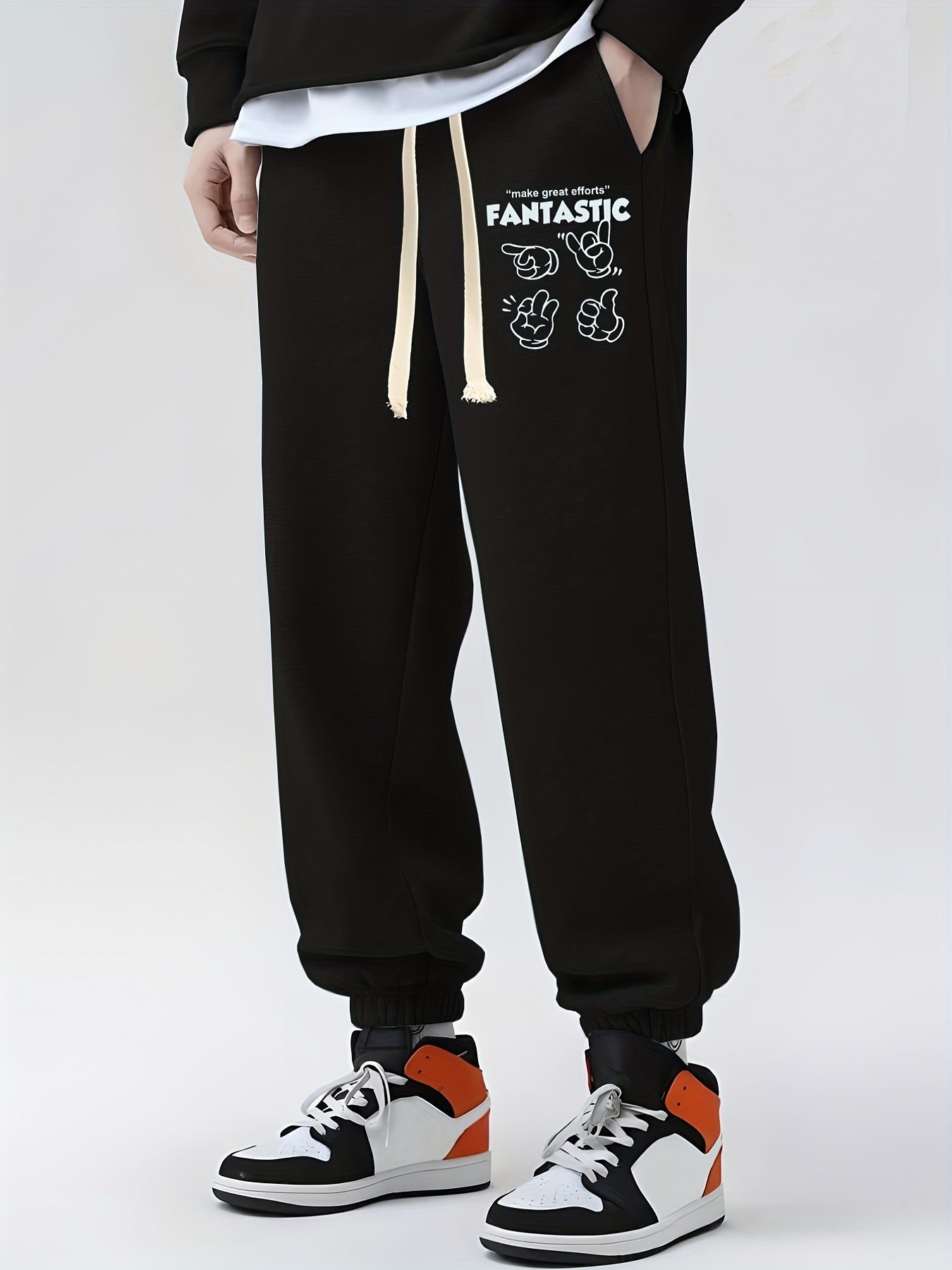 Men's Drawstring Sweatpants Loose Fit Casual Pants