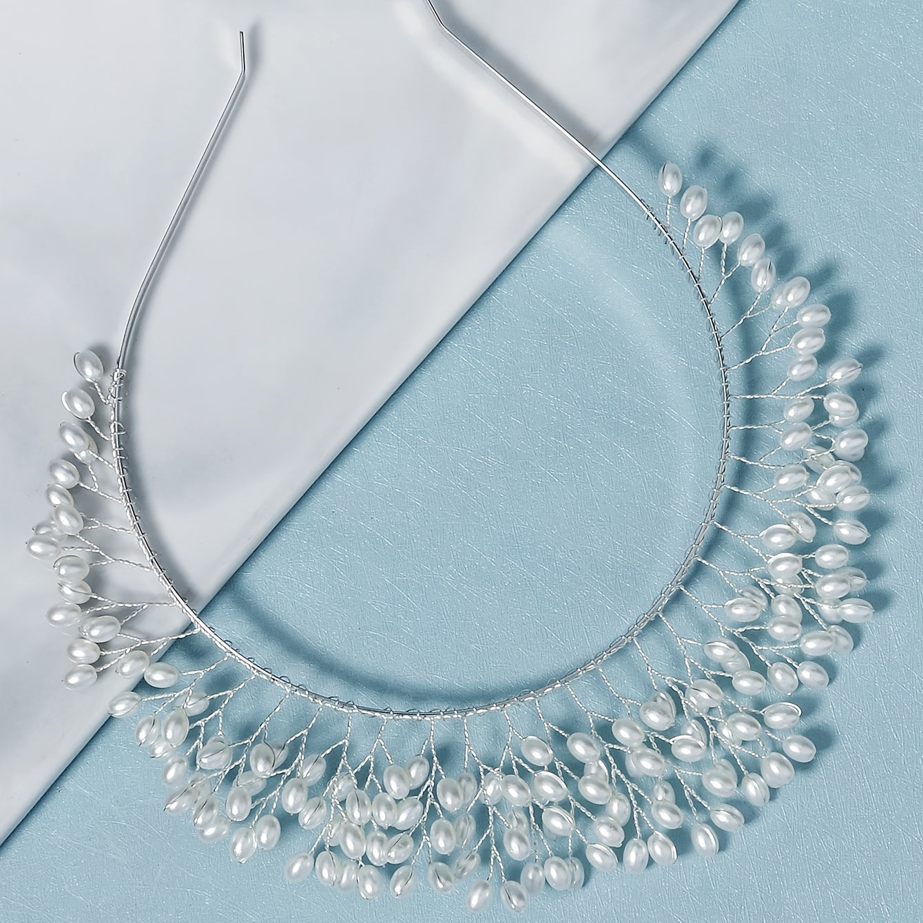 Faux Pearl Crown Hairband Party Decor Princess Tiara Wedding