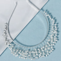 Faux Pearl Crown Hairband Party Decor Princess Tiara Wedding
