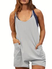 Casual Romper Women's Plain Round Neck Cami Romper