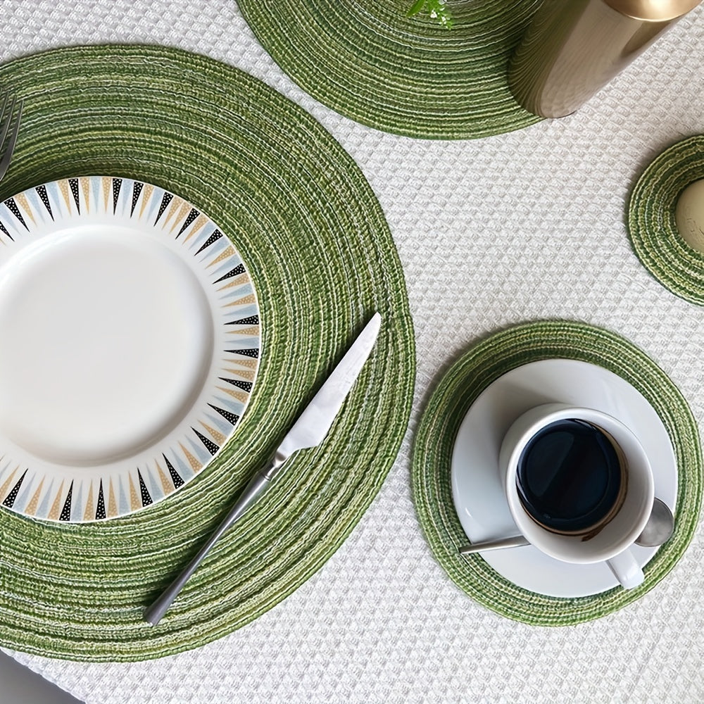 Round Braided Placemats Set Of 5 Table Mats Woven Non Slip Place Mats