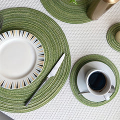 Round Braided Placemats Set Of 5 Table Mats Woven Non Slip Place Mats