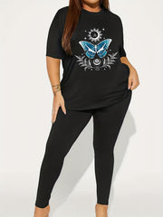 Butterfly & Sun Print Tee & Leggings Set