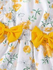 2pcs Baby Girls Floral Dress & Headband Set Clothes