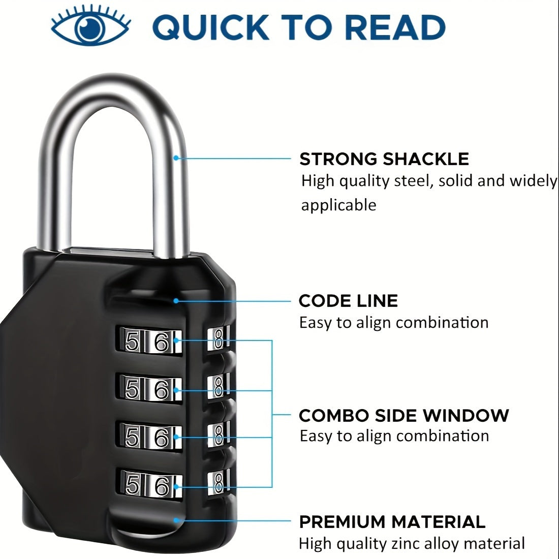 4 Digit Combination Lock for Gym Sports Locker Fence Toolbox