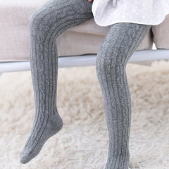 Girls Cable Knit Pattern Leggings Cotton Thermal Stockings
