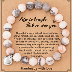 Love Heart Pendant Beaded Bracelet Energy Healing & Anxiety Relax Jewelry