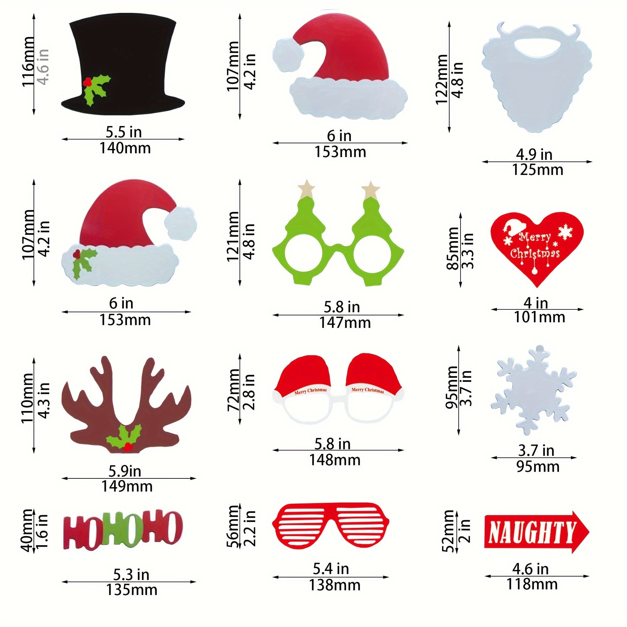 Christmas Photo Props Funny Hat Socks Snowman Antlers Paper Props