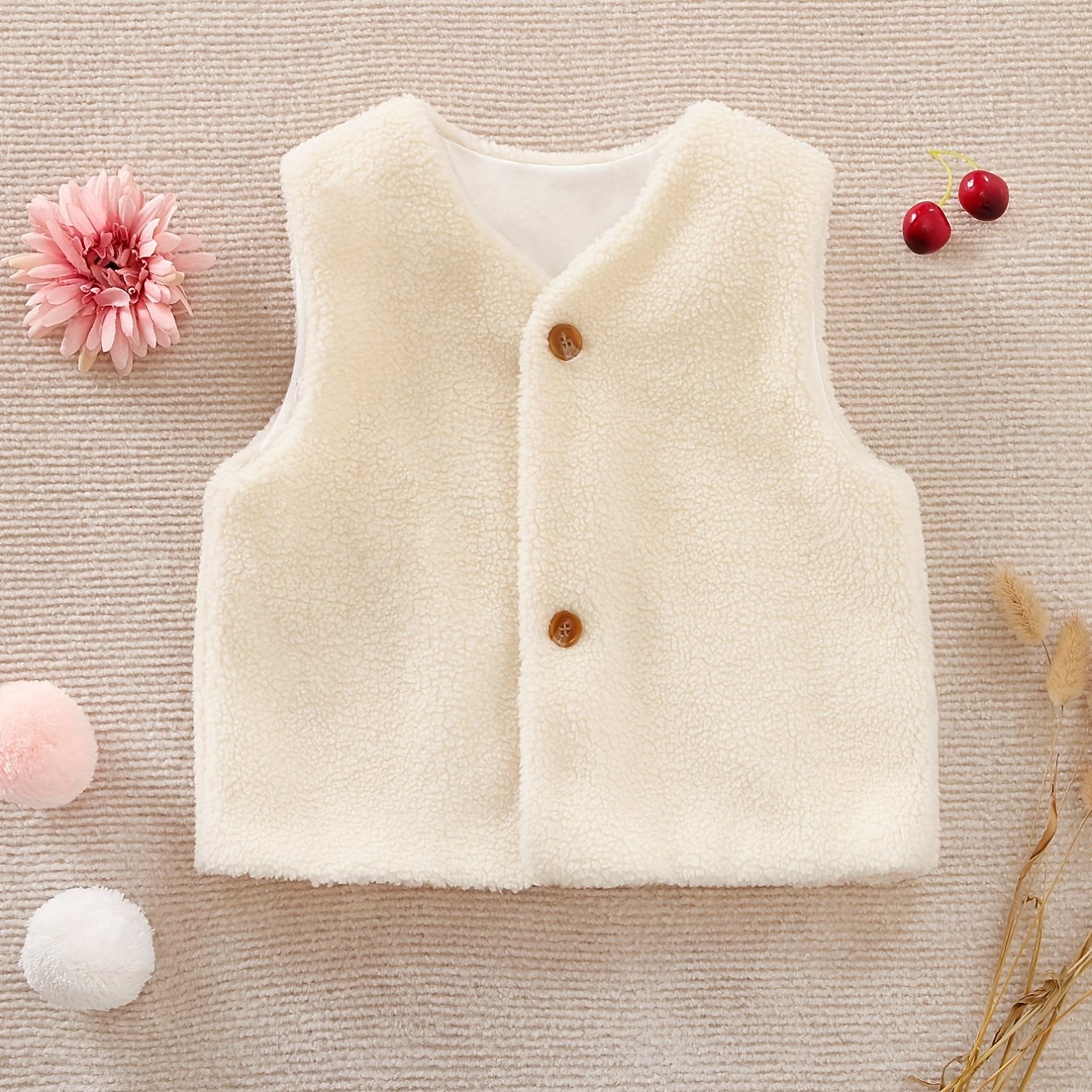 Girl's Sleeveless Cardigan Vest Baby's Botton Down