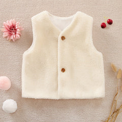 Girl's Sleeveless Cardigan Vest Baby's Botton Down