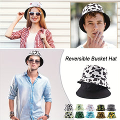 Sunflower Print Reversible Bucket Hat Lightweight Fisherman Cap